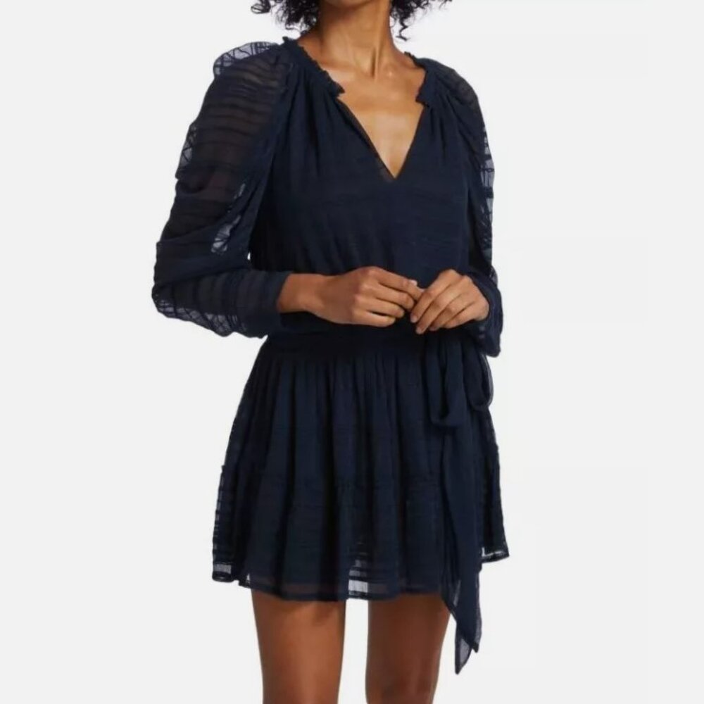 NWT Ramy Brook Parker Organza Mini Dress Navy XS